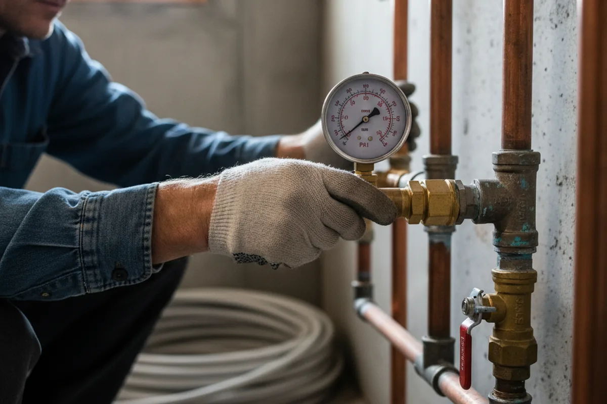 Pressure testing a repaired line during Water Line Repair in Rock Tavern